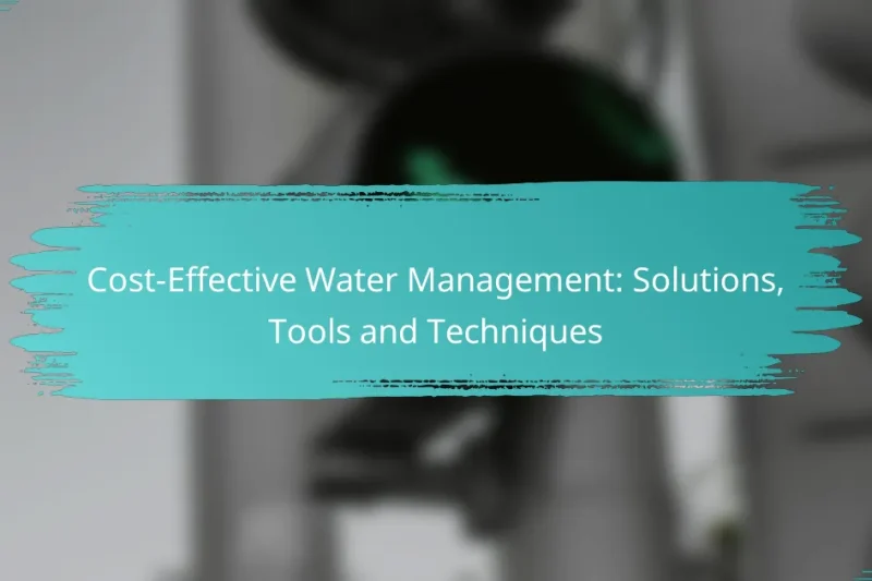 Cost-Effective Water Management: Solutions, Tools and Techniques