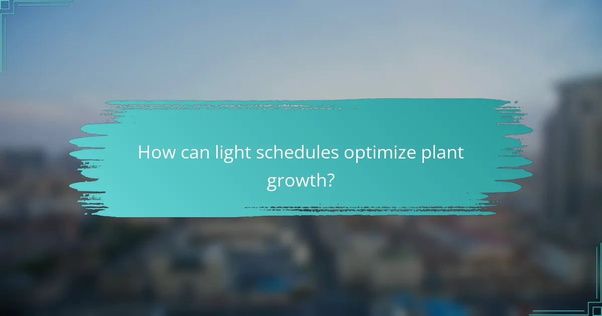How can light schedules optimize plant growth?