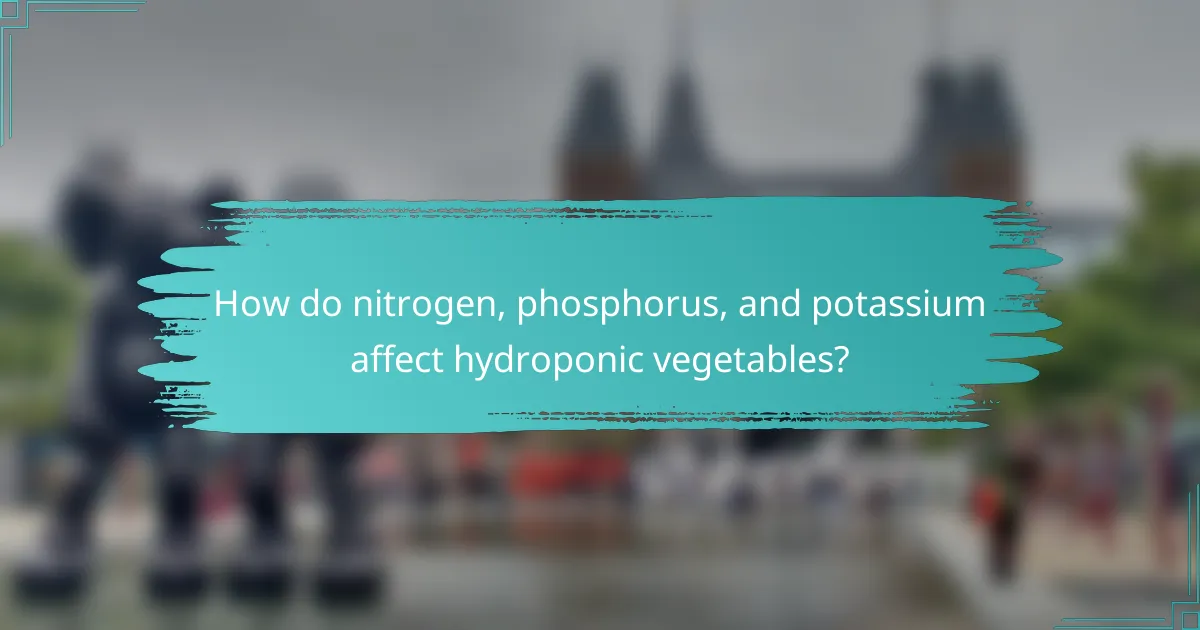 How do nitrogen, phosphorus, and potassium affect hydroponic vegetables?