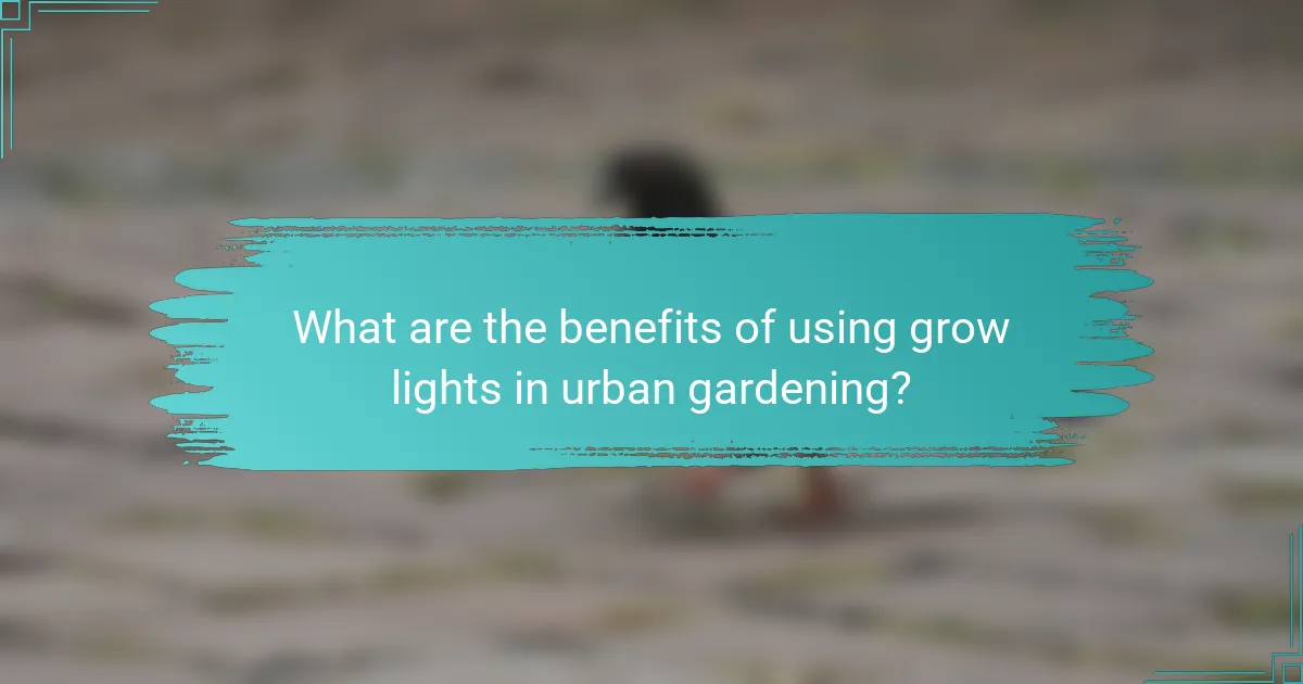 What are the benefits of using grow lights in urban gardening?